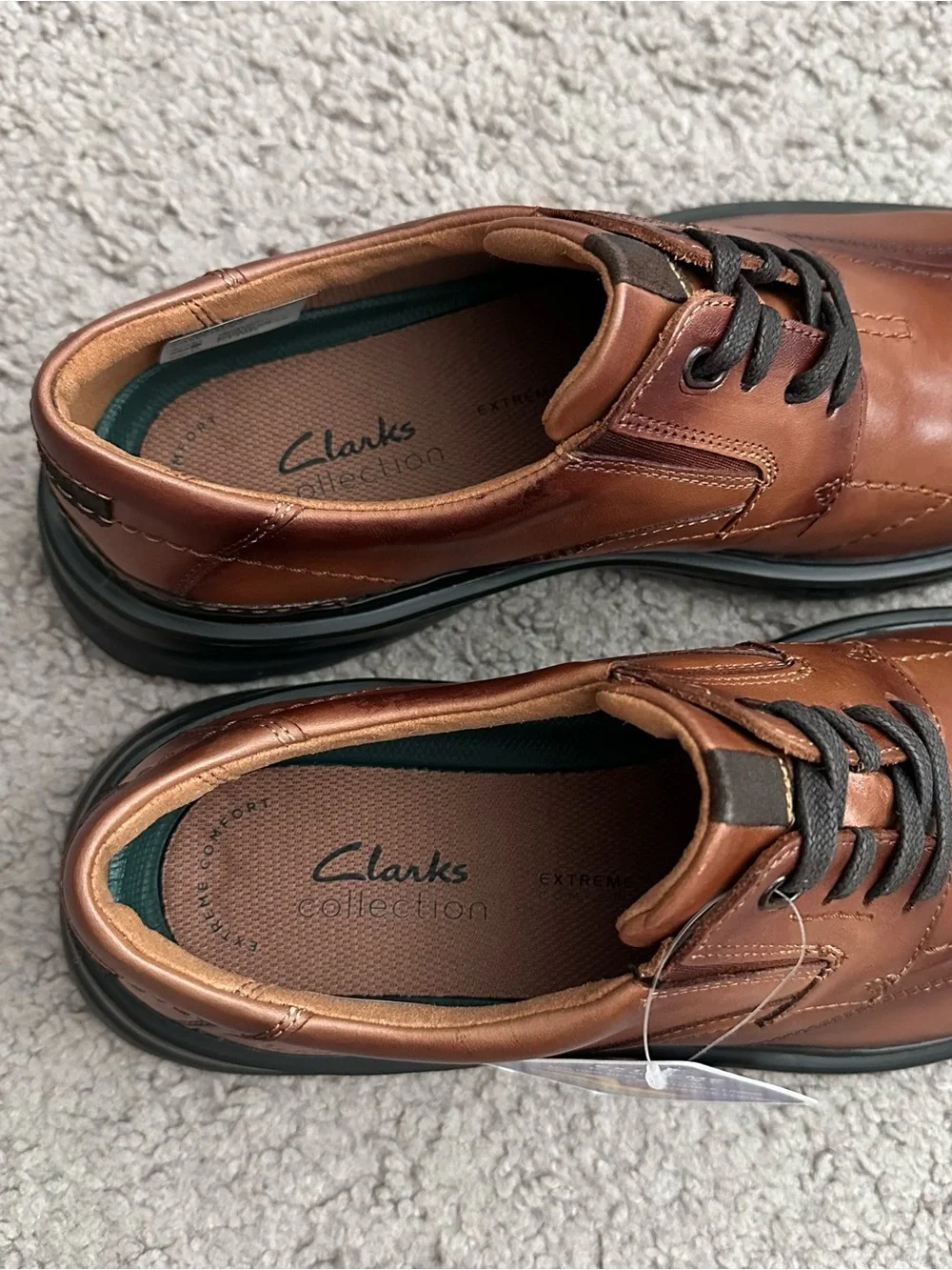 Clarks Gessler Lace-Up Derby Dark tan Leather Mens 9